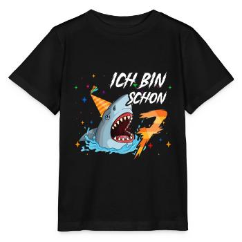 Ich bin schon 7. Kindergeburtstag Hai - Stanley/Stella Kinder T-Shirt MINI CREATOR  - Schwarz - Vorne - Mikhail (115cm)