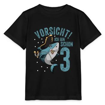 Vorsicht ich bin schon 3. Kindergeburtstag Hai - Stanley/Stella Kinder T-Shirt MINI CREATOR  - Schwarz - Vorne - Mikhail (115cm)