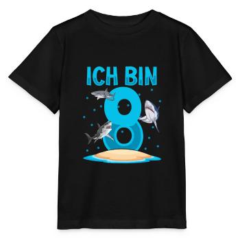 Ich bin 8. Kindergeburtstag Hai - Stanley/Stella Kinder T-Shirt MINI CREATOR  - Schwarz - Vorne - Mikhail (115cm)