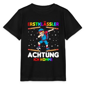 Erstklässler Schulkind Einschulung Fußball - Stanley/Stella Kinder T-Shirt MINI CREATOR  - Schwarz - Vorne - Mikhail (115cm)