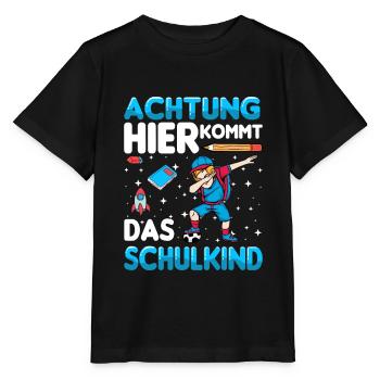 Achtung hier kommt das Schulkind - Stanley/Stella Kinder T-Shirt MINI CREATOR  - Schwarz - Vorne - Mikhail (115cm)
