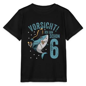 Vorsicht ich bin schon 6. Kindergeburtstag Hai - Stanley/Stella Kinder T-Shirt MINI CREATOR  - Schwarz - Vorne - Mikhail (115cm)