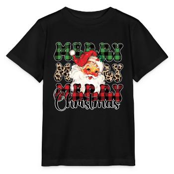 Merry Merry Merry Christmas Xmas Santa - Stanley/Stella MINI CREATOR Kids’ T-Shirt - black - Front - Mikhail (115cm)