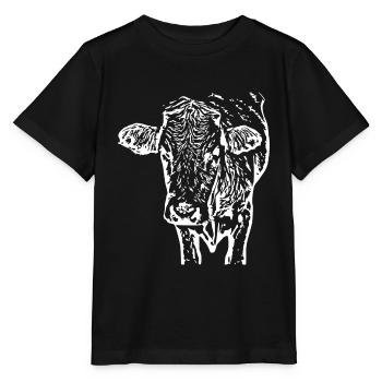 Tête de vache blanche - T-shirt bio MINI CREATOR Stanley/Stella Enfant - noir - Devant - Mikhail (115cm)