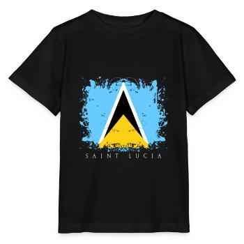 Sainte Lucie Sainte-Lucie Drapeau des Caraïbes Drapeau pays - T-shirt bio MINI CREATOR Stanley/Stella Enfant - noir - Devant - Mikhail (115cm)