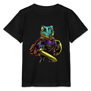 Ritter Frosch Schild Krieger Schwert Cavalier Geschenk - Stanley/Stella Kinder T-Shirt MINI CREATOR  - Schwarz - Vorne - Mikhail (115cm)