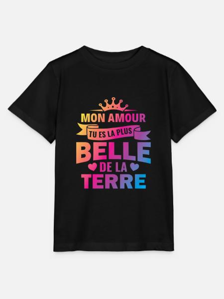 mon amour tu es la plus belle de la terre couple - T-shirt bio MINI CREATOR Stanley/Stella Enfant - noir