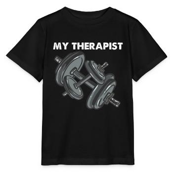 Mein Therapeut Bodybuilding Gewichtheben - Stanley/Stella Kinder T-Shirt MINI CREATOR  - Schwarz - Vorne - Mikhail (115cm)