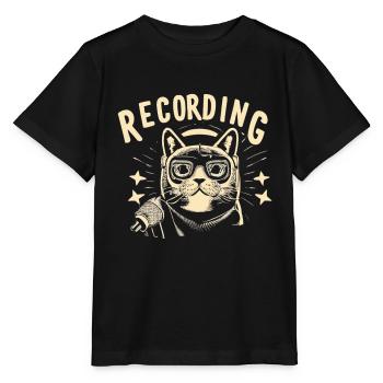 Podcast Host Podcaster Katze Audiobeitrag Geschenk - Stanley/Stella Kinder T-Shirt MINI CREATOR  - Schwarz - Vorne - Mikhail (115cm)
