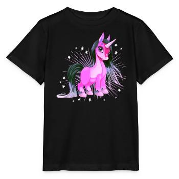 Licorne avec astérisque Viva Magenta - T-shirt bio MINI CREATOR Stanley/Stella Enfant - noir - Devant - Mikhail (115cm)