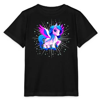 Einhorn Pink Pegasus - Stanley/Stella Kinder T-Shirt MINI CREATOR  - Schwarz - Vorne - Mikhail (115cm)