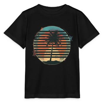 Sunset Palms Silhouette Retro 80's Vintage 3 - Stanley/Stella Kinder T-Shirt MINI CREATOR  - Schwarz - Vorne - Mikhail (115cm)