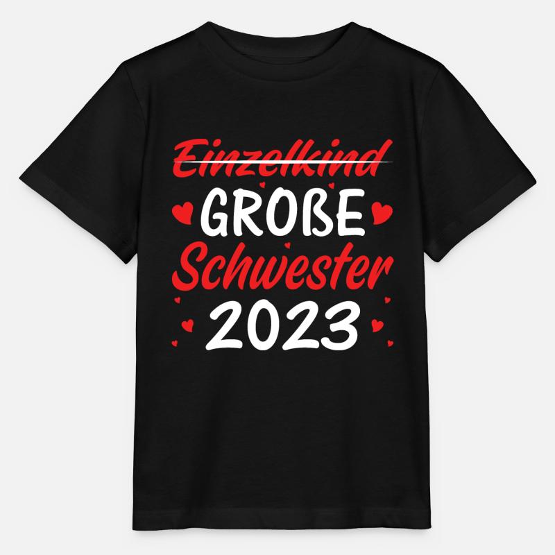 Einzelkind Große Schwester 2023 - Stanley/Stella Kinder T-Shirt MINI CREATOR  - Schwarz