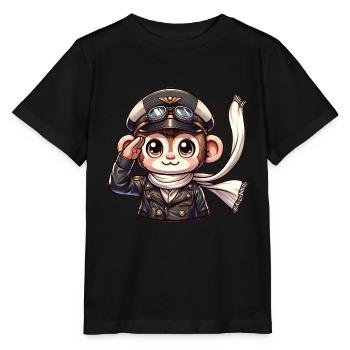 Cute Monkey Pilot - Stanley/Stella Kinder T-Shirt MINI CREATOR  - Schwarz - Vorne - Mikhail (115cm)