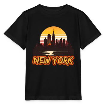 New York City Skyline Sonnenuntergang Hitze - Stanley/Stella Kinder T-Shirt MINI CREATOR  - Schwarz - Vorne - Mikhail (115cm)