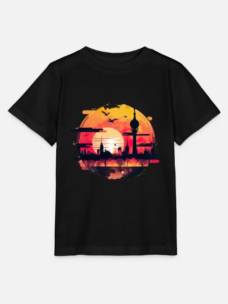 Berliner Skyline Sonnenuntergang Retro Vintage - Stanley/Stella Kinder T-Shirt MINI CREATOR - Schwarz