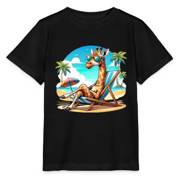 Urlaub Glückseligkeit Giraffe Faul für einen - Stanley/Stella Kinder T-Shirt MINI CREATOR  - Schwarz - Vorne - Mikhail (115cm)
