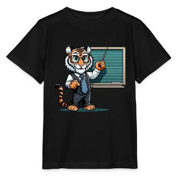 Cute Tiger Teacher - Stanley/Stella MINI CREATOR Kids’ T-Shirt - black - Front - Mikhail (115cm)