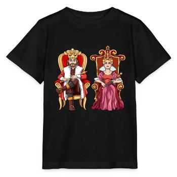 König Königin mit Krone auf dem Thron. - Stanley/Stella Kinder T-Shirt MINI CREATOR  - Schwarz - Vorne - Mikhail (115cm)