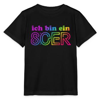 Ich bin ein 80er - bunter Regenbogen - Kostüm - Stanley/Stella Kinder T-Shirt MINI CREATOR  - Schwarz - Vorne - Mikhail (115cm)