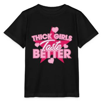 Thick Girls Taste Better Chubby Big Girls Curvy - Stanley/Stella MINI CREATOR Kids’ T-Shirt - black - Front - Mikhail (115cm)