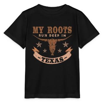 Meine Wurzeln liegen tief in Texas - Stanley/Stella Kinder T-Shirt MINI CREATOR  - Schwarz - Vorne - Mikhail (115cm)