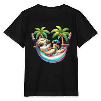 Urlaub Glückseligkeit Faultier Faul für einen - Stanley/Stella Kinder T-Shirt MINI CREATOR  - Schwarz - Vorne - Mikhail (115cm)