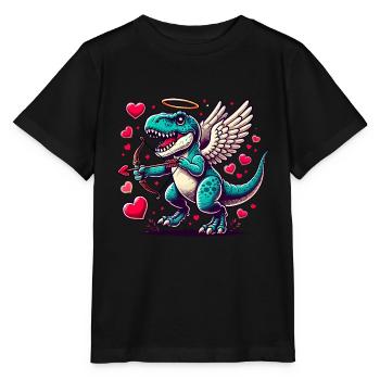 T-Rex mit Pfeil und Bogen Dinosaurier Valentinstag - Stanley/Stella Kinder T-Shirt MINI CREATOR  - Schwarz - Vorne - Mikhail (115cm)