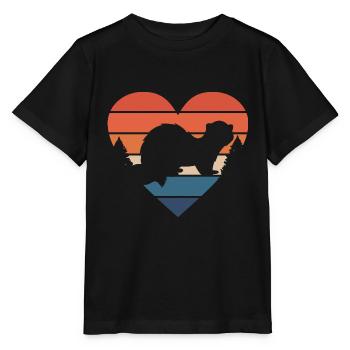 Retro Ferret Animal Lover Vintage Heart Cute Wease - Stanley/Stella Kinder T-Shirt MINI CREATOR  - Schwarz - Vorne - Mikhail (115cm)