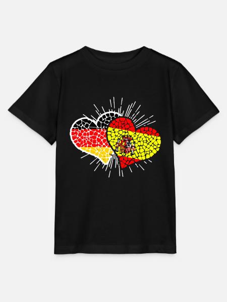 Deutschland Spanien Herzen Fußball Länderspiel - Stanley/Stella Kinder T-Shirt MINI CREATOR  - Schwarz
