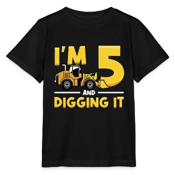 5th Birthday Party Truck Dumper Construction Worke - Stanley/Stella Kinder T-Shirt MINI CREATOR  - Schwarz - Vorne - Mikhail (115cm)