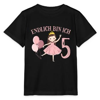 Chemise d’anniversaire princesse enfin 5 ans fille - T-shirt bio MINI CREATOR Stanley/Stella Enfant - noir - Devant - Mikhail (115cm)