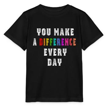 Du machst jeden Tag einen Unterschied - Stanley/Stella Kinder T-Shirt MINI CREATOR  - Schwarz - Vorne - Mikhail (115cm)