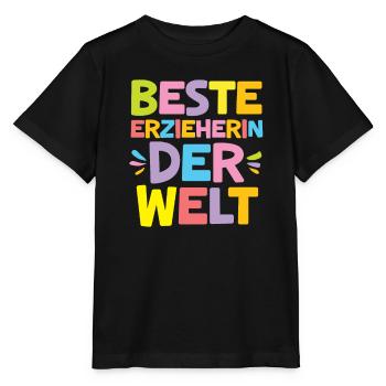 Beste Erzieherin der Welt Abschiedgeschenk Kita - Stanley/Stella Kinder T-Shirt MINI CREATOR  - Schwarz - Vorne - Mikhail (115cm)