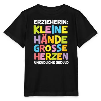Erzieherin Abschiedgeschenk Kita Große Herzen - Stanley/Stella Kinder T-Shirt MINI CREATOR  - Schwarz - Vorne - Mikhail (115cm)