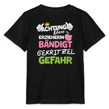 Erzieherin Weihnachten Gekritzel Bändigerin - Stanley/Stella Kinder T-Shirt MINI CREATOR  - Schwarz - Vorne - Mikhail (115cm)