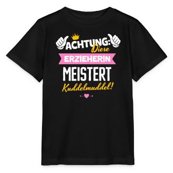 Erzieherin Abschiedsgeschenk Kuddelmuddel Lustig - Stanley/Stella Kinder T-Shirt MINI CREATOR  - Schwarz - Vorne - Mikhail (115cm)