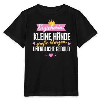 Erzieherin Abschied Kita Kleine Hände Große Herzen - Stanley/Stella Kinder T-Shirt MINI CREATOR  - Schwarz - Vorne - Mikhail (115cm)