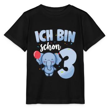 3. Geburtstag Jungen Elefant 3 Jahre Junge - Stanley/Stella Kinder T-Shirt MINI CREATOR  - Schwarz - Vorne - Mikhail (115cm)