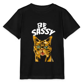 freche katze sei frech - Stanley/Stella Kinder T-Shirt MINI CREATOR  - Schwarz - Vorne - Mikhail (115cm)