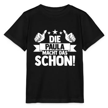 Name Paula - Stanley/Stella Kinder T-Shirt MINI CREATOR  - Schwarz - Vorne - Mikhail (115cm)