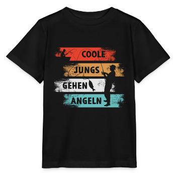 Coole Jungs Gehen Angeln Angler - Stanley/Stella Kinder T-Shirt MINI CREATOR  - Schwarz - Vorne - Mikhail (115cm)