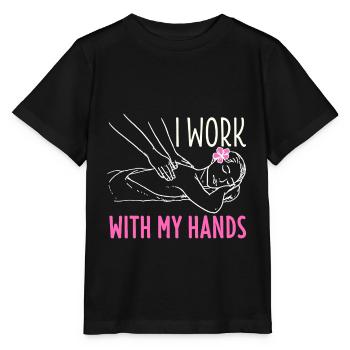 Chemise de massage thérapeutique cadeau de physiothérapeute - T-shirt bio MINI CREATOR Stanley/Stella Enfant - noir - Devant - Mikhail (115cm)
