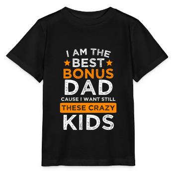 Bonus papa beau-père papa bonus cadeau enfant - T-shirt bio MINI CREATOR Stanley/Stella Enfant - noir - Devant - Mikhail (115cm)
