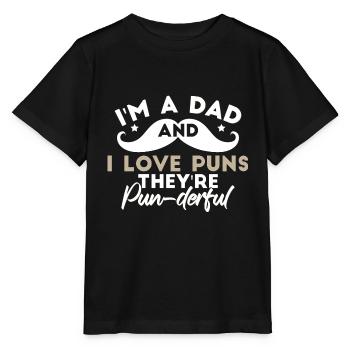 Je suis papa et j’adore les jeux de mots - T-shirt bio MINI CREATOR Stanley/Stella Enfant - noir - Devant - Mikhail (115cm)