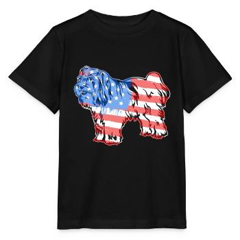 Tibetan Terrier Tibetan Terrier Flag - Stanley/Stella MINI CREATOR Kids’ T-Shirt - black - Front - Mikhail (115cm)
