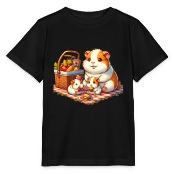 Meerschweinchen Familie Picknick im Freien - Stanley/Stella Kinder T-Shirt MINI CREATOR  - Schwarz - Vorne - Mikhail (115cm)