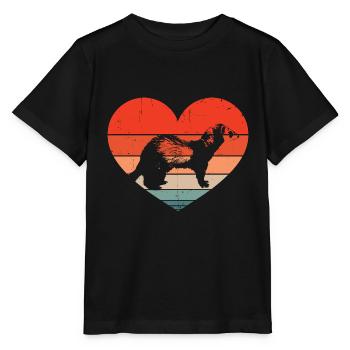 Funny Vintage Heart Weasel Retro Ferret Fan - Stanley/Stella Kinder T-Shirt MINI CREATOR  - Schwarz - Vorne - Mikhail (115cm)