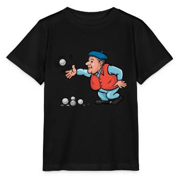 Franzose spielt Petanque für einen Petanque - Stanley/Stella Kinder T-Shirt MINI CREATOR  - Schwarz - Vorne - Mikhail (115cm)