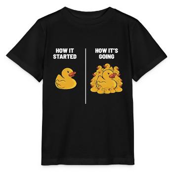 Rubber Duck Duckling Funny How It Started How It's - Stanley/Stella Kinder T-Shirt MINI CREATOR  - Schwarz - Vorne - Mikhail (115cm)